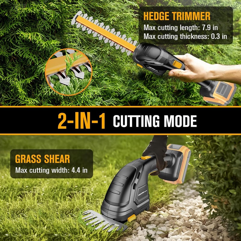 HEINPRO Hedge Trimmer Cordless Compatible with DEWALT 20V MAX Battery 2-in-1 Small Electric Bush Trimmers and Grass Shears for Gardening, Tree, Shrub Trimmer (Tool only) - Image 4
